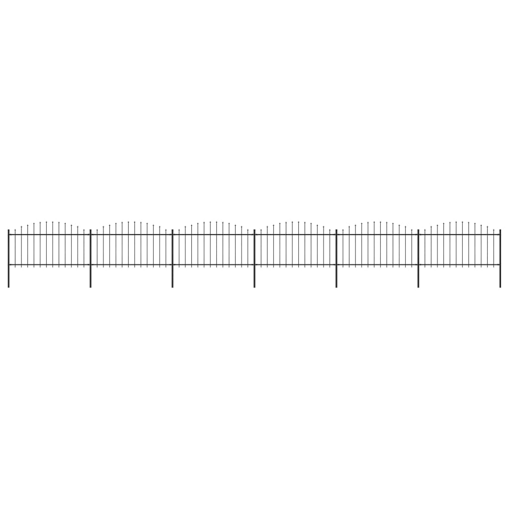 Vidaxl Gartenzaun mit Speerentop (1,25-1,5) x 10,2 m Stahlschwarz