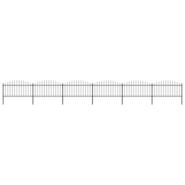 Vidaxl Gartenzaun mit Speerentop (1,25-1,5) x 10,2 m Stahlschwarz