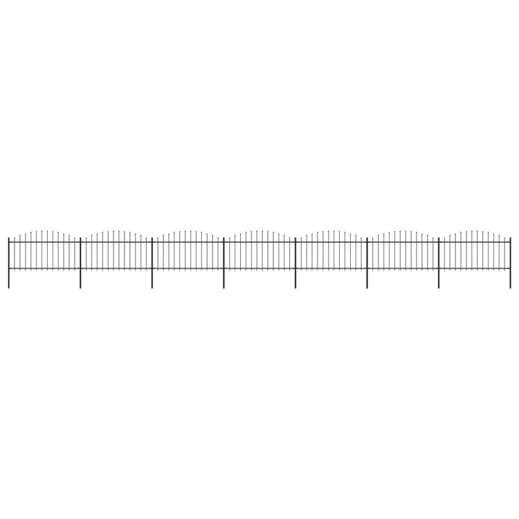 Vidaxl Gartenzaun mit Speerendop (1,25-1,5) x11,9 m Stahlschwarz