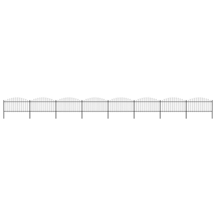 Vidaxl Gartenzaun mit Speerendop (1,25-1,5) x13,6 m Stahlschwarz