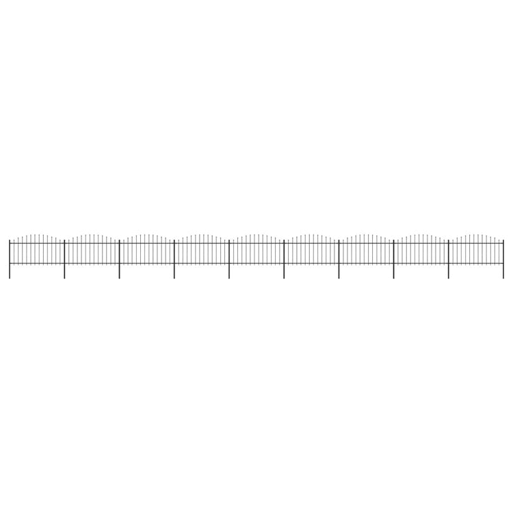 Vidaxl Gartenzaun mit Speerentop (1,25-1,5) x15,3 m Stahlschwarz
