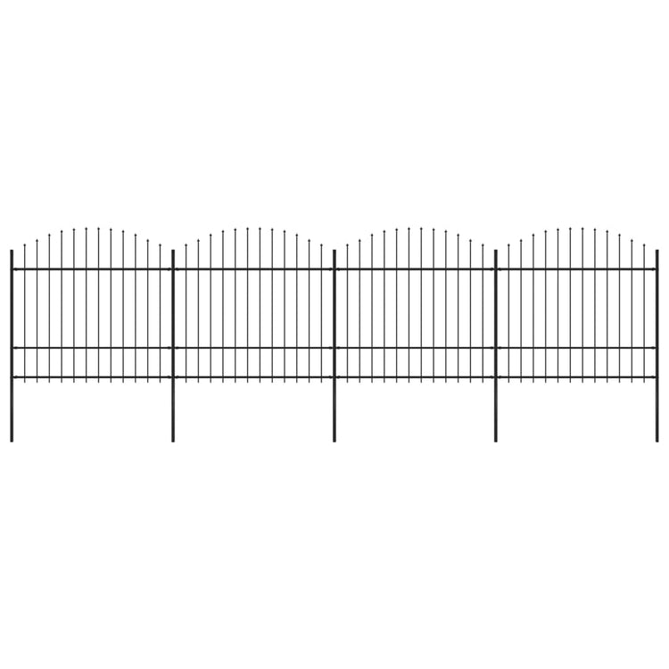 Vidaxl Gartenzaun mit Speerentop (1,5-1.75) x6,8 m Stahlschwarz