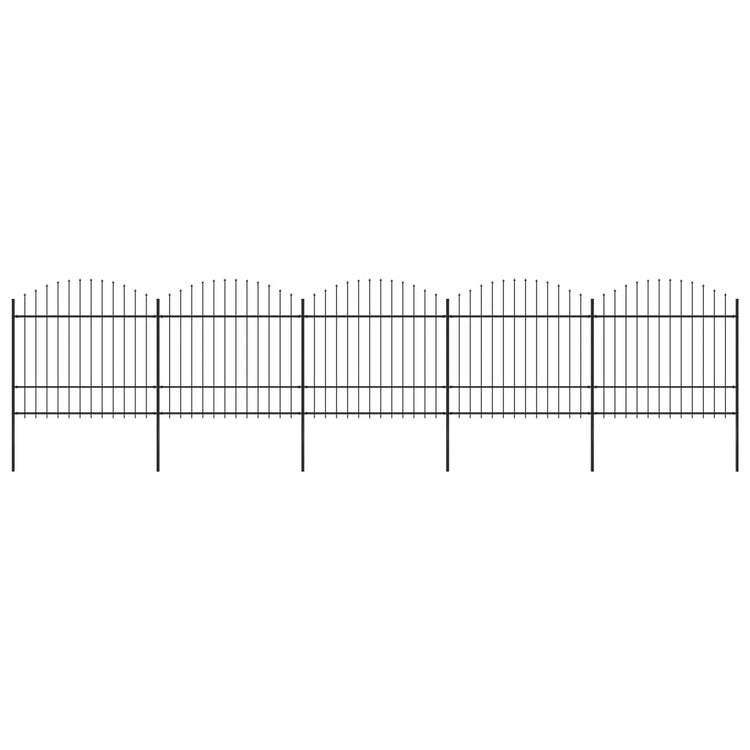 Vidaxl Gartenzaun mit Speerentop (1,5-1,75) x8,5 m Stahlschwarz