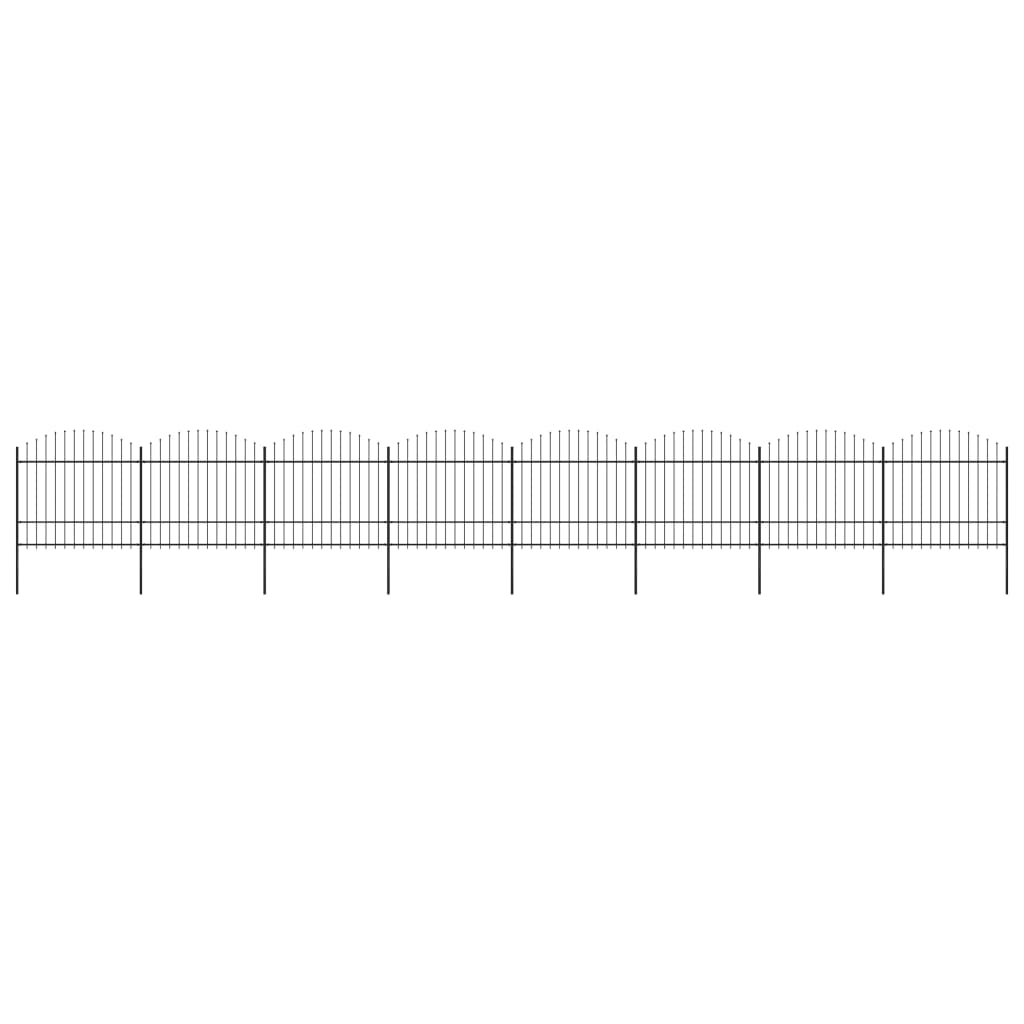 Vidaxl Gartenzaun mit Speerendop (1,5-1.75) x13,6 m Stahlschwarz