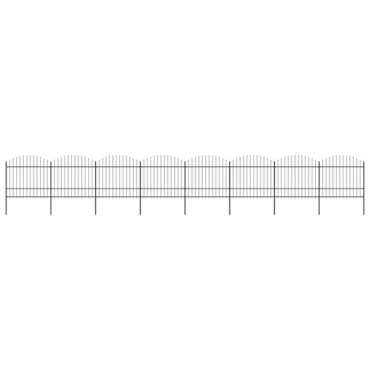 Vidaxl Gartenzaun mit Speerendop (1,5-1.75) x13,6 m Stahlschwarz