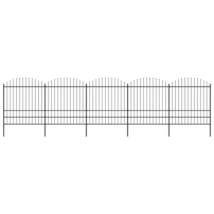 Vidaxl Gartenzaun mit Speerentop (1,75-2) x8,5 m Stahlschwarz