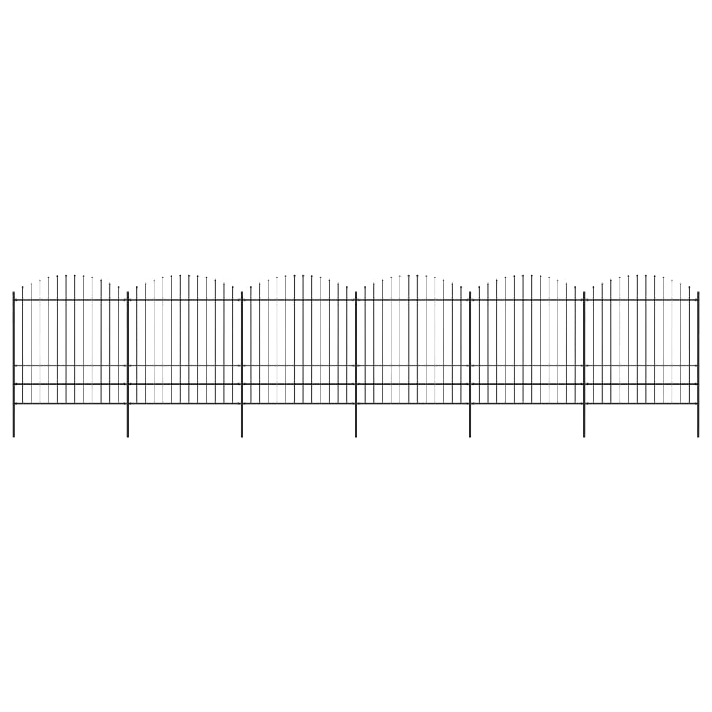 Vidaxl Gartenzaun mit Speerentop (1,75-2) x 10,2 M Stahlschwarz
