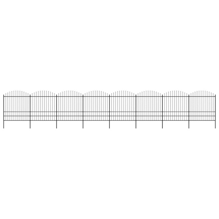 Vidaxl Gartenzaun mit Speerentop (1,75-2) x13,6 m Stahlschwarz
