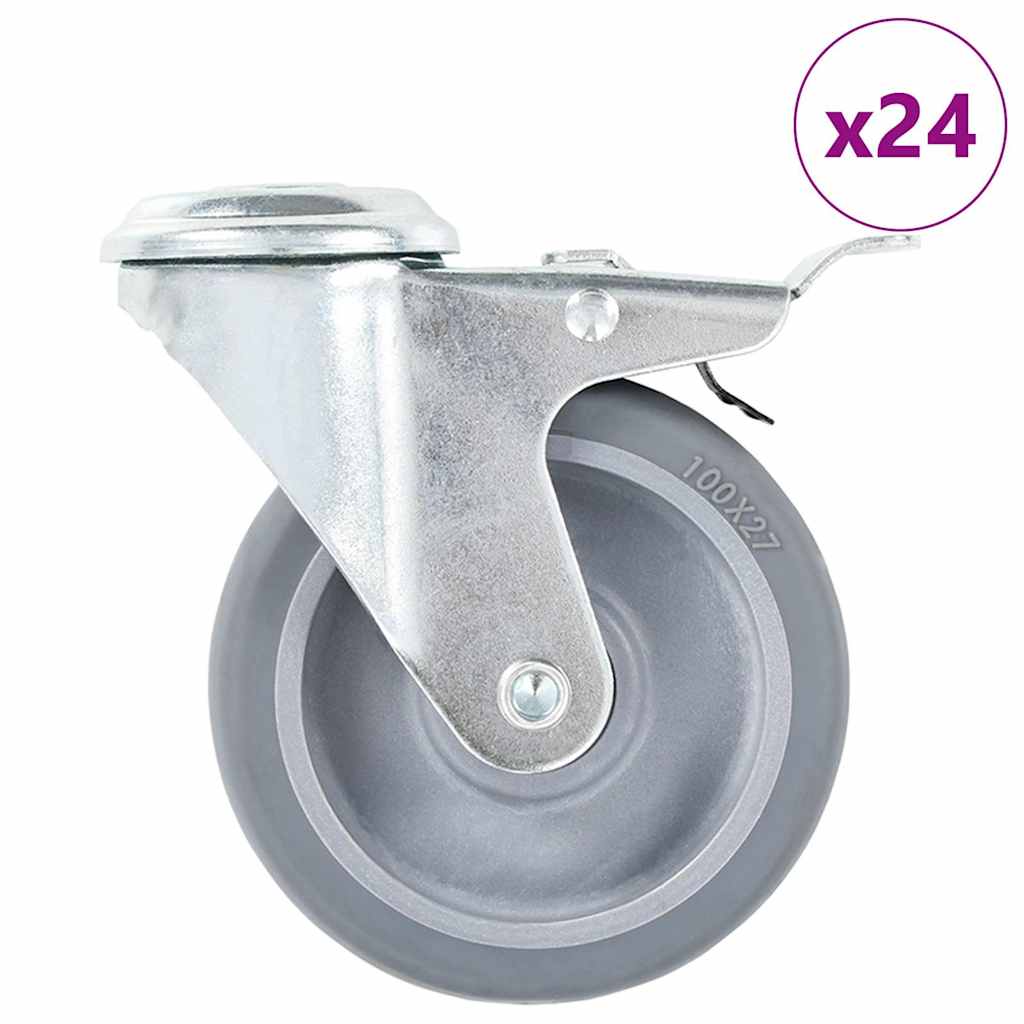 VIDAXL 24 ST Schwenkräder mit Schraubenlöchern 100 mm