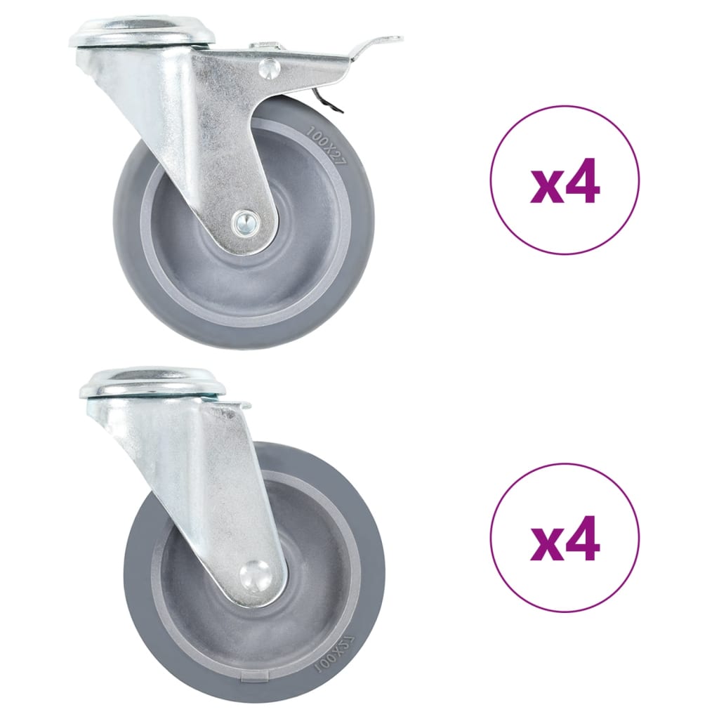 VIDAXL 8 ST Schwenkräder mit Schraubenlöchern 100 mm
