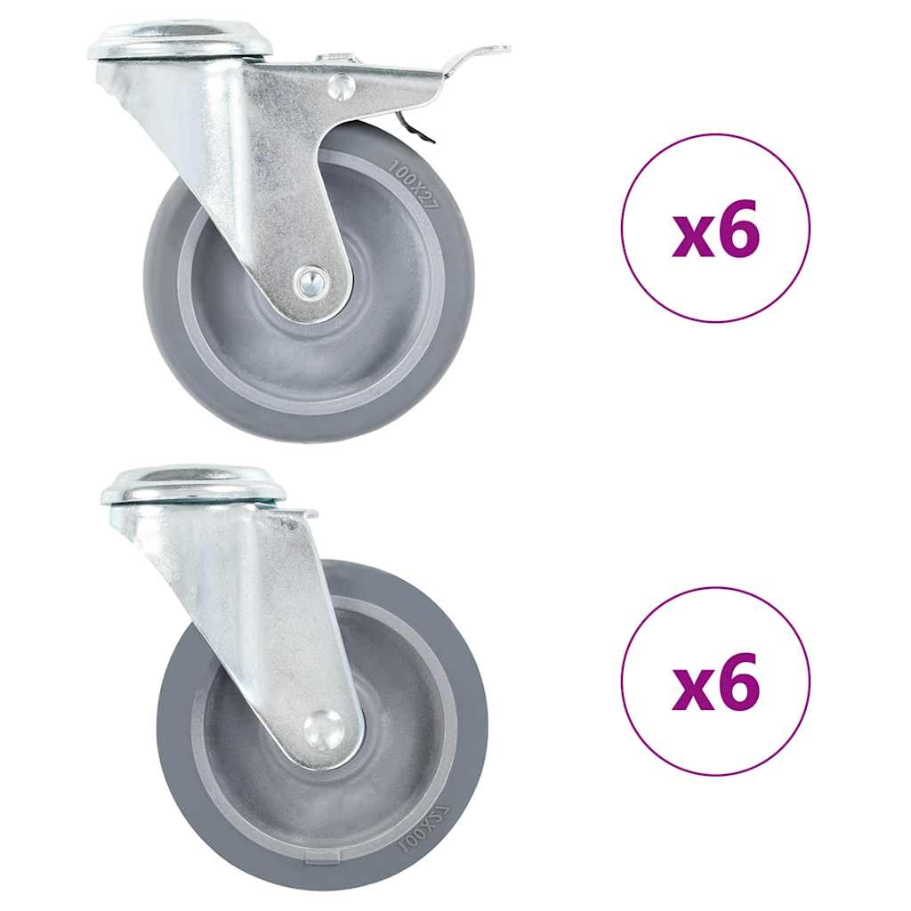 VIDAXL 12 ST Schwenkräder mit Schraubenlöchern 100 mm