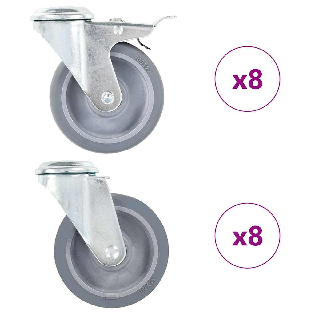 VIDAXL 16 ST Schwenkräder mit Schraubenlöchern 100 mm