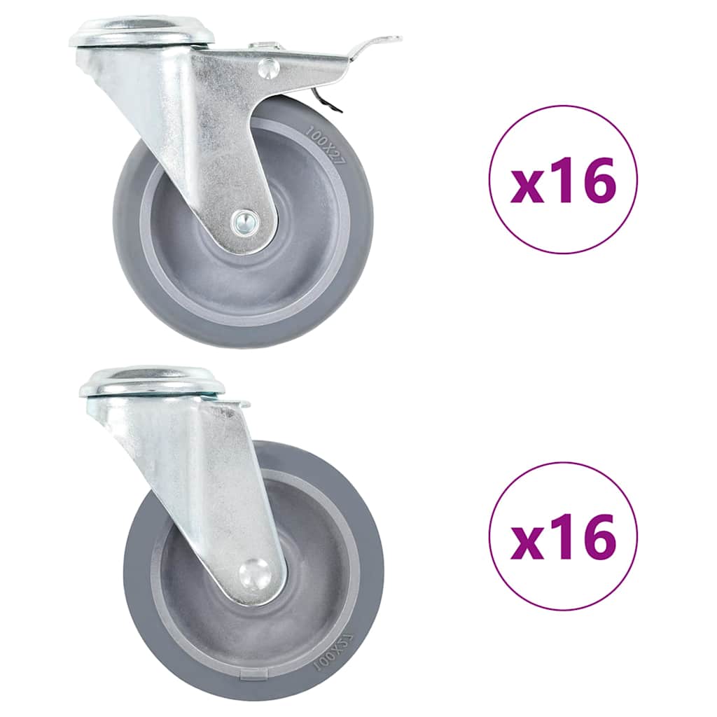 VIDAXL 32 ST Schwenkräder mit Schraubenlöchern 100 mm