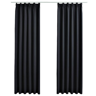Vidaxl Vorhänge Blackout mit Haken 2 ST 140x225 cm Schwarz