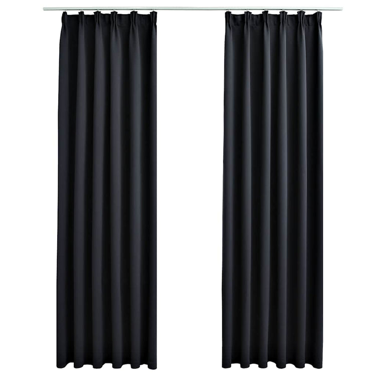 Vidaxl Vorhänge Blackout mit Haken 2 ST 140x225 cm Schwarz