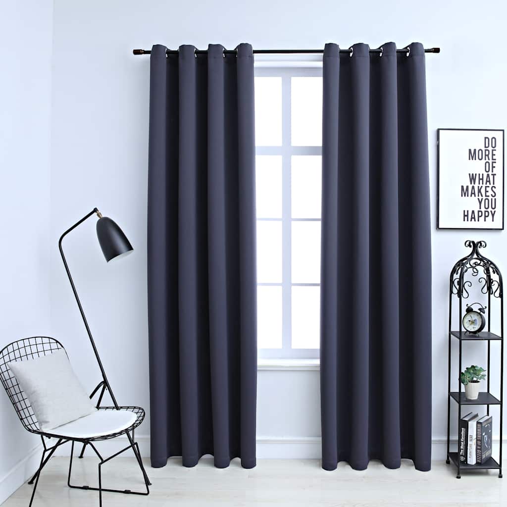 Vidaxx Verdunkelungsvorhänge mit Ringen 2 Stück 140x175 cm Anthrazit