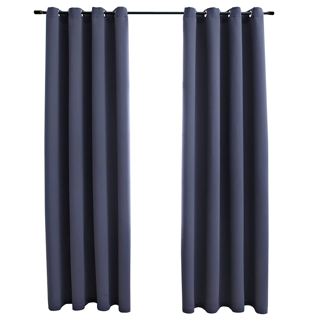 VIDAXL -Vorhänge Blackout mit Ringen 2 ST 140x245 cm Anthrazit