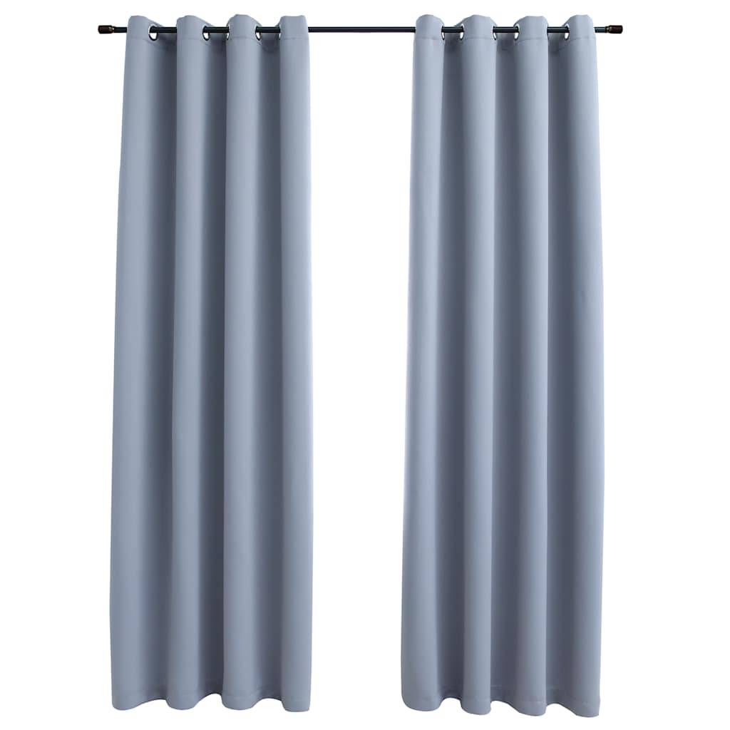 VidaXL Verdunkelungsvorhang mit Metallringen 2 Stück 140x175 cm grau