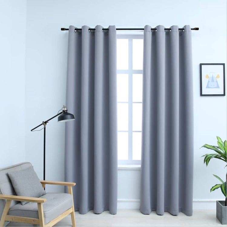 VidaXL Verdunkelungsvorhang mit Metallringen 2 Stück 140x175 cm grau