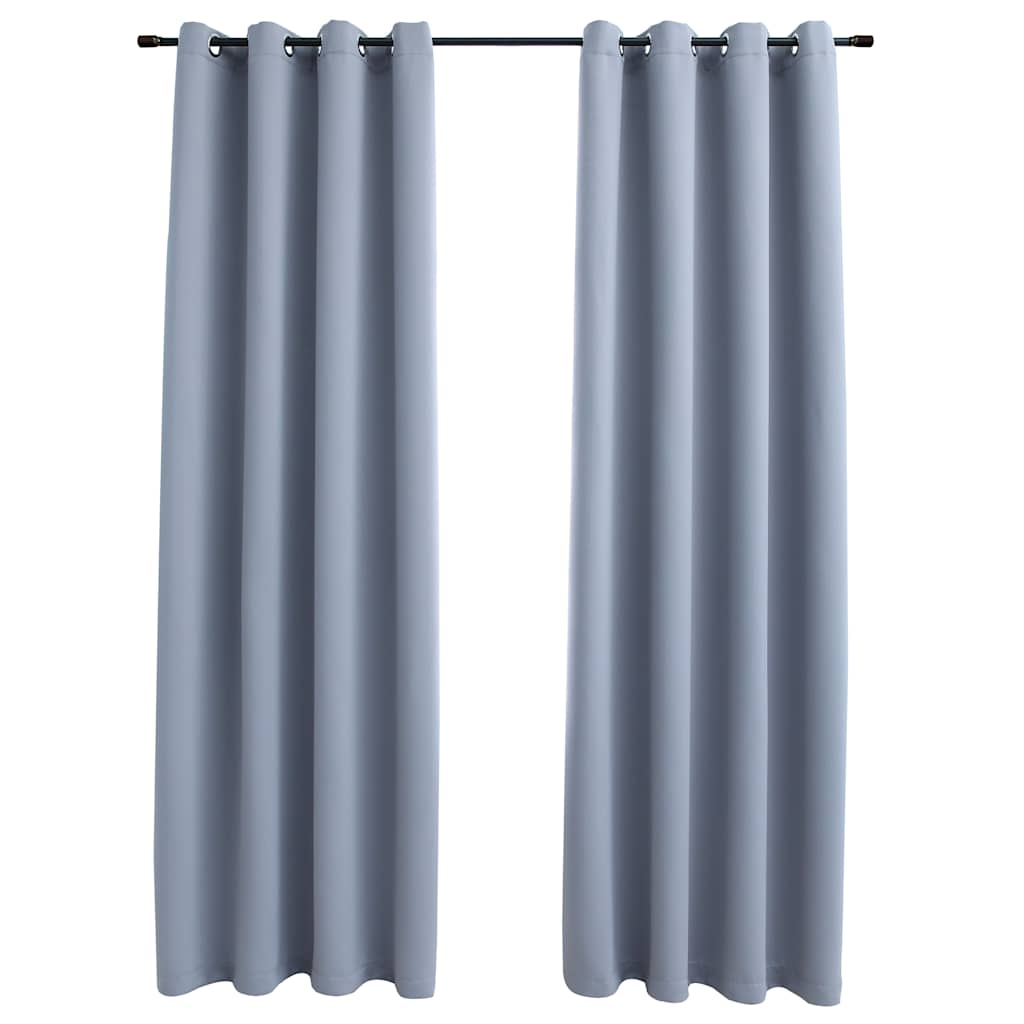 Vidaxl Vorhang Blackout mit Metallringen 2 ST 140x245 cm Grau