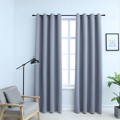 Vidaxl Vorhang Blackout mit Metallringen 2 ST 140x245 cm Grau