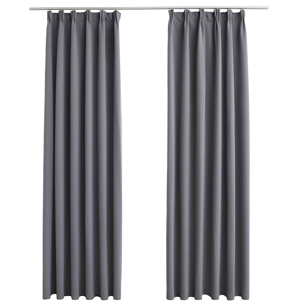 VIDAXL -Vorhänge Blackout mit Haken 2 PCs 140x245 cm grau