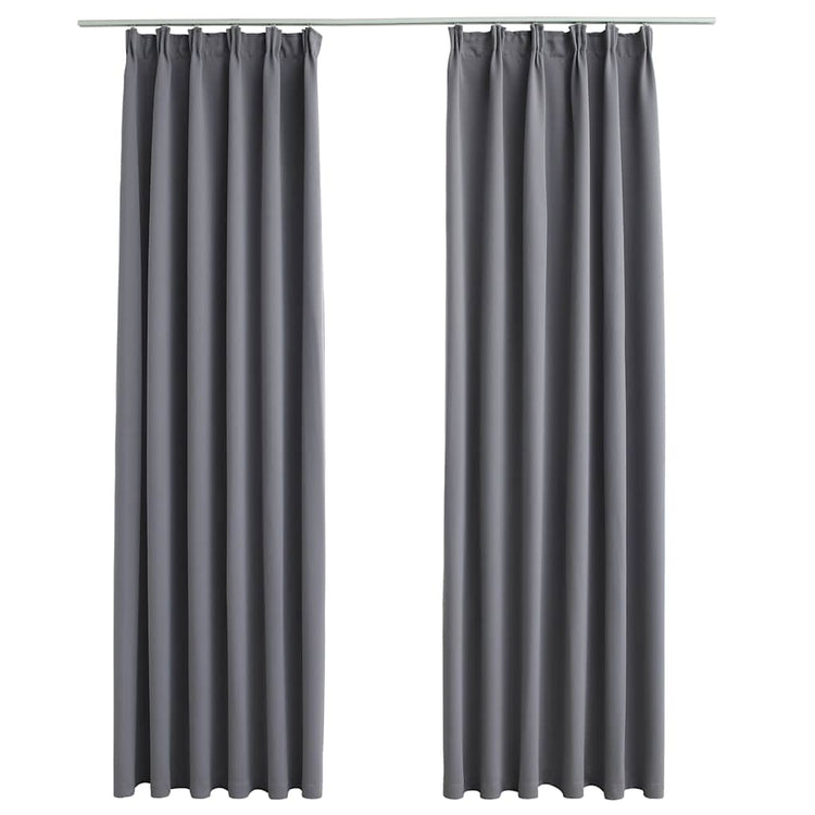 VIDAXL -Vorhänge Blackout mit Haken 2 PCs 140x245 cm grau