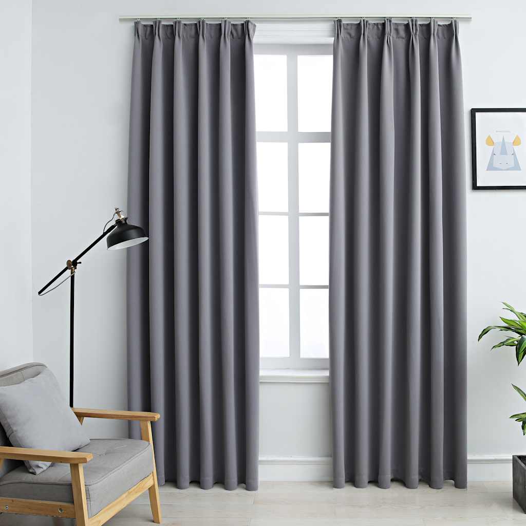 VIDAXL -Vorhänge Blackout mit Haken 2 PCs 140x245 cm grau