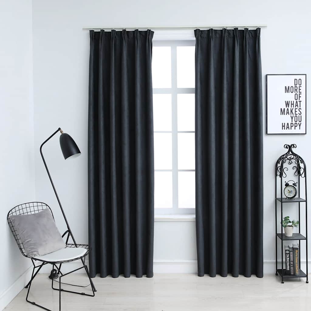 VIDAXL -Vorhänge Blackout mit Haken 2 ST 140x245 cm Anthrazit