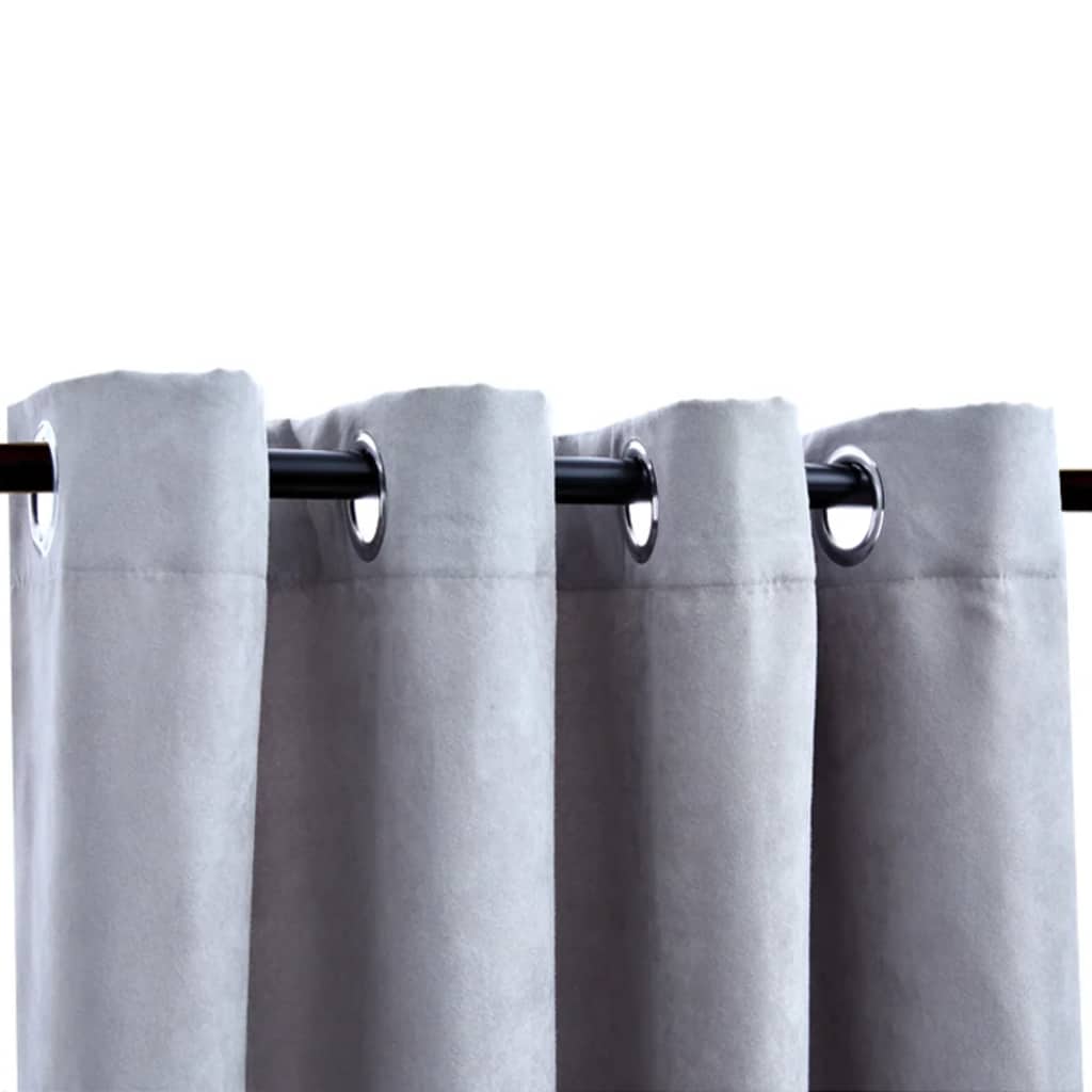 Vidaxl -Vorhang verdammt mit Metallringen 2 ST 140x225 cm Grau