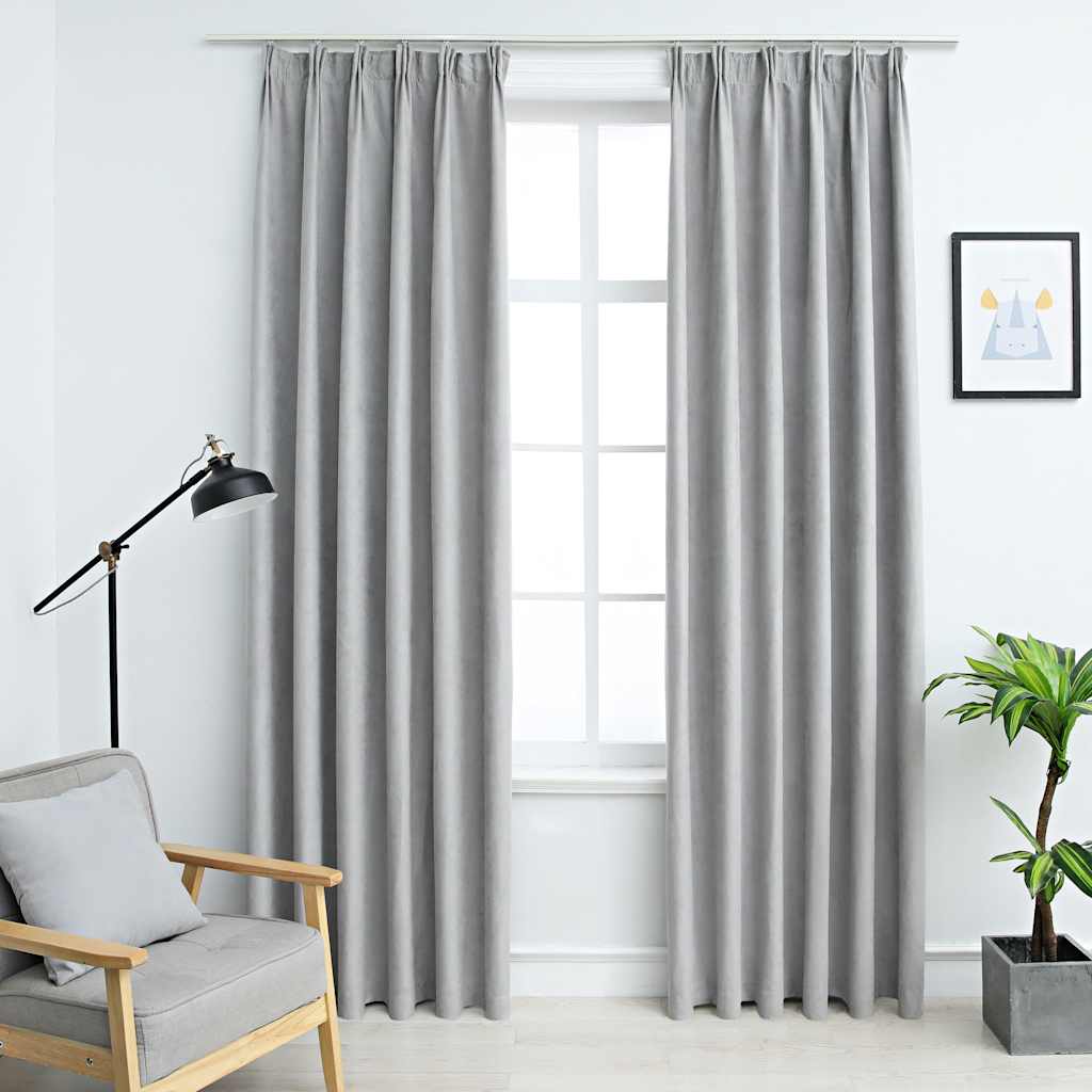 VIDAXL -Vorhänge Blackout mit Haken 2 PCs 140x225 cm grau