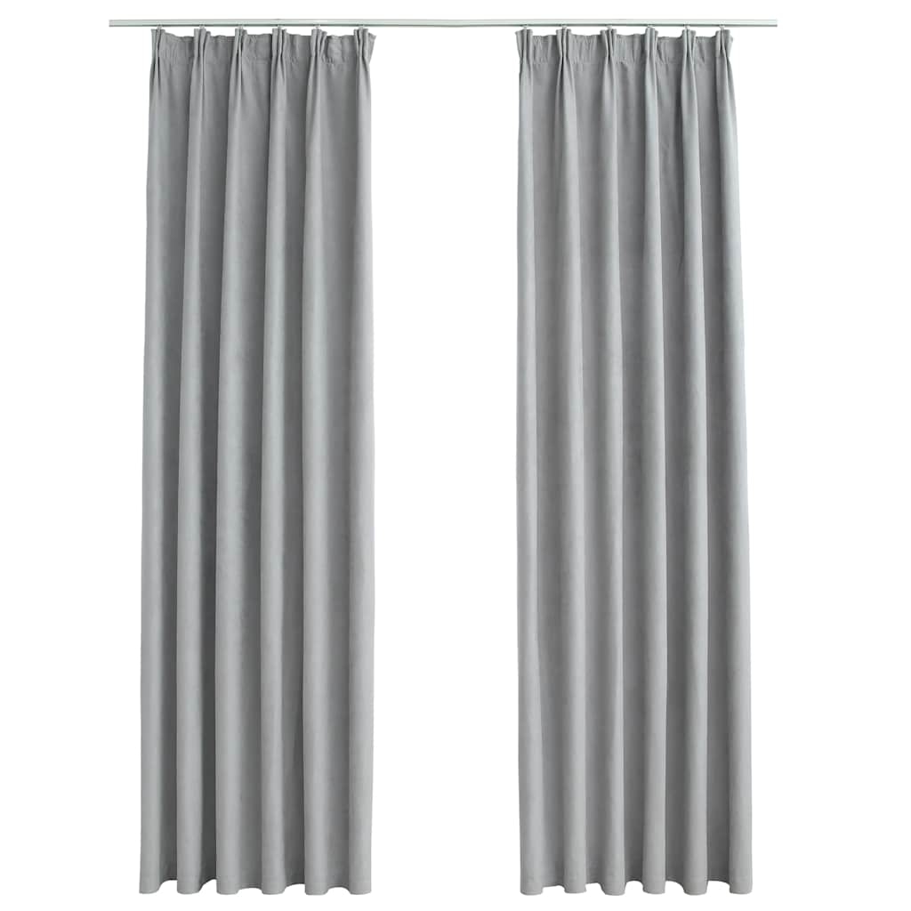 VIDAXL -Vorhänge Blackout mit Haken 2 PCs 140x245 cm grau