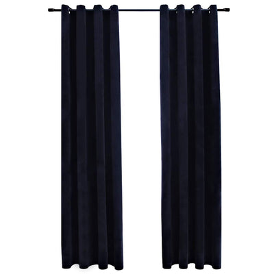 Vidaxl Vorhang Blackout mit Ringen 2 ST 140x175 cm Samt schwarz