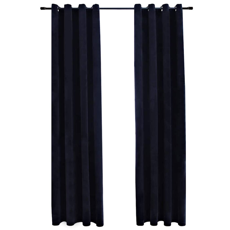 Vidaxl Vorhang Blackout mit Ringen 2 ST 140x175 cm Samt schwarz