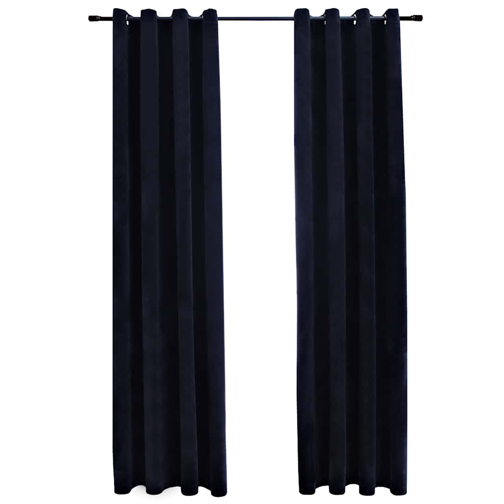 Vidaxl Vorhang Blackout mit Ringen 2 ST 140x225 cm Samt schwarz