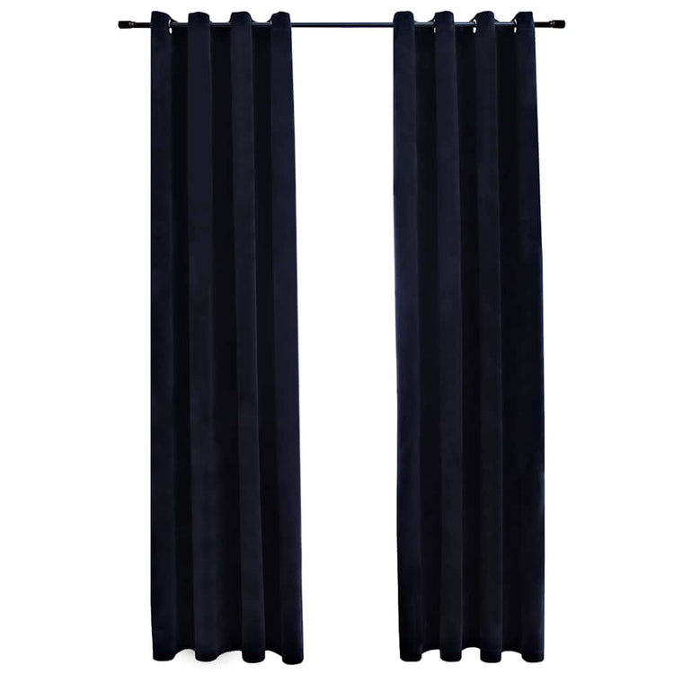 Vidaxl Vorhang Blackout mit Ringen 2 ST 140x225 cm Samt schwarz