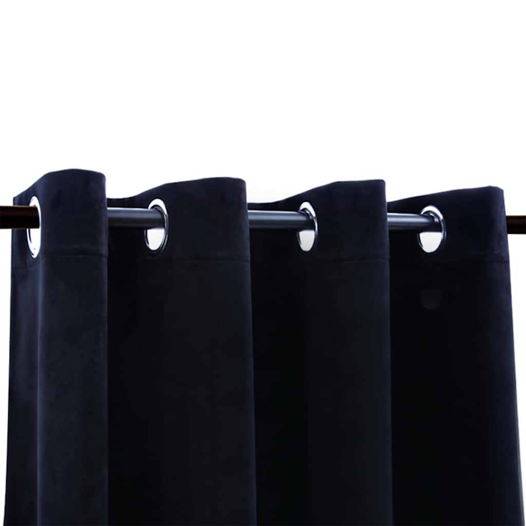 Vidaxl Vorhang Blackout mit Ringen 2 ST 140x225 cm Samt schwarz