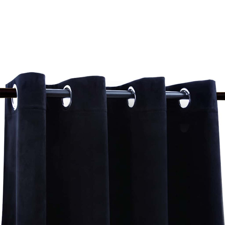 Vidaxl Vorhang Blackout mit Ringen 2 ST 140x225 cm Samt schwarz