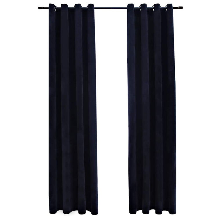 Vidaxl Vorhang Blackout mit Ringen 2 ST 140x245 cm Samt schwarz