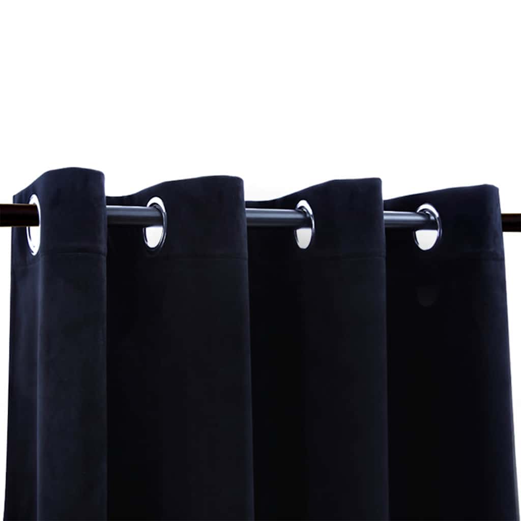 Vidaxl Vorhang Blackout mit Ringen 2 ST 140x245 cm Samt schwarz