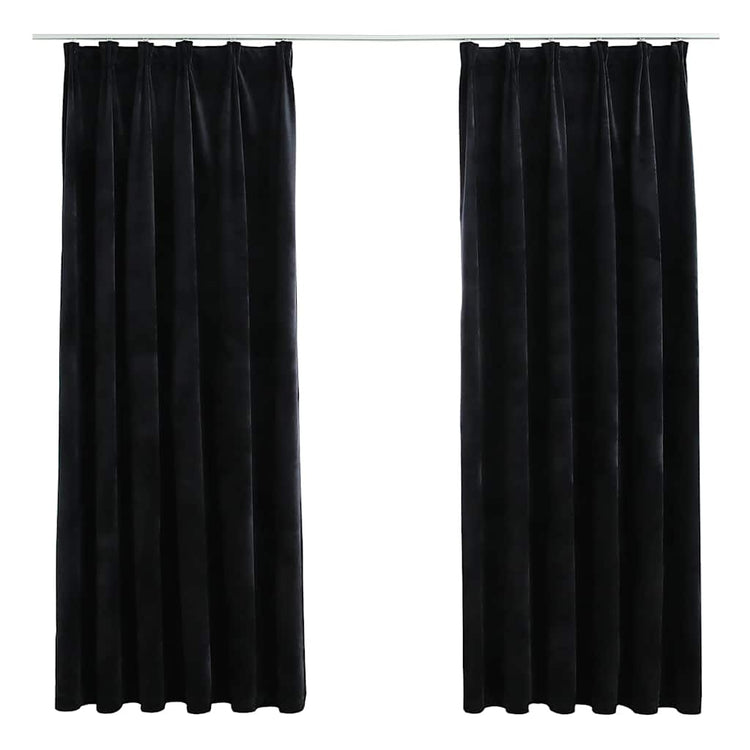 Vidaxl Vorhänge Blackout 2 STs mit Haken 140x175 cm Samt schwarz