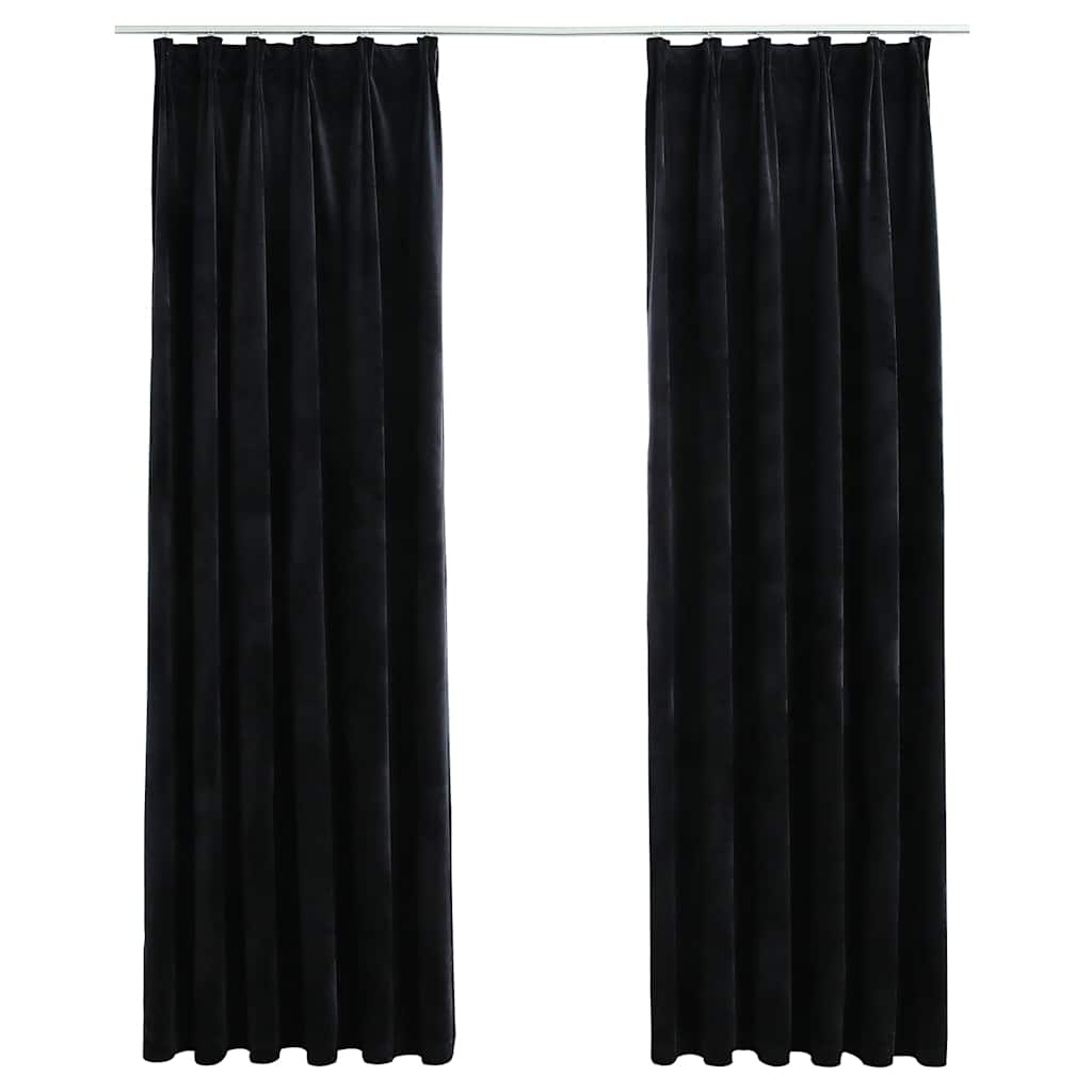 Vidaxl Vorhänge Blackout 2 STs mit Haken 140x225 cm Samt schwarz