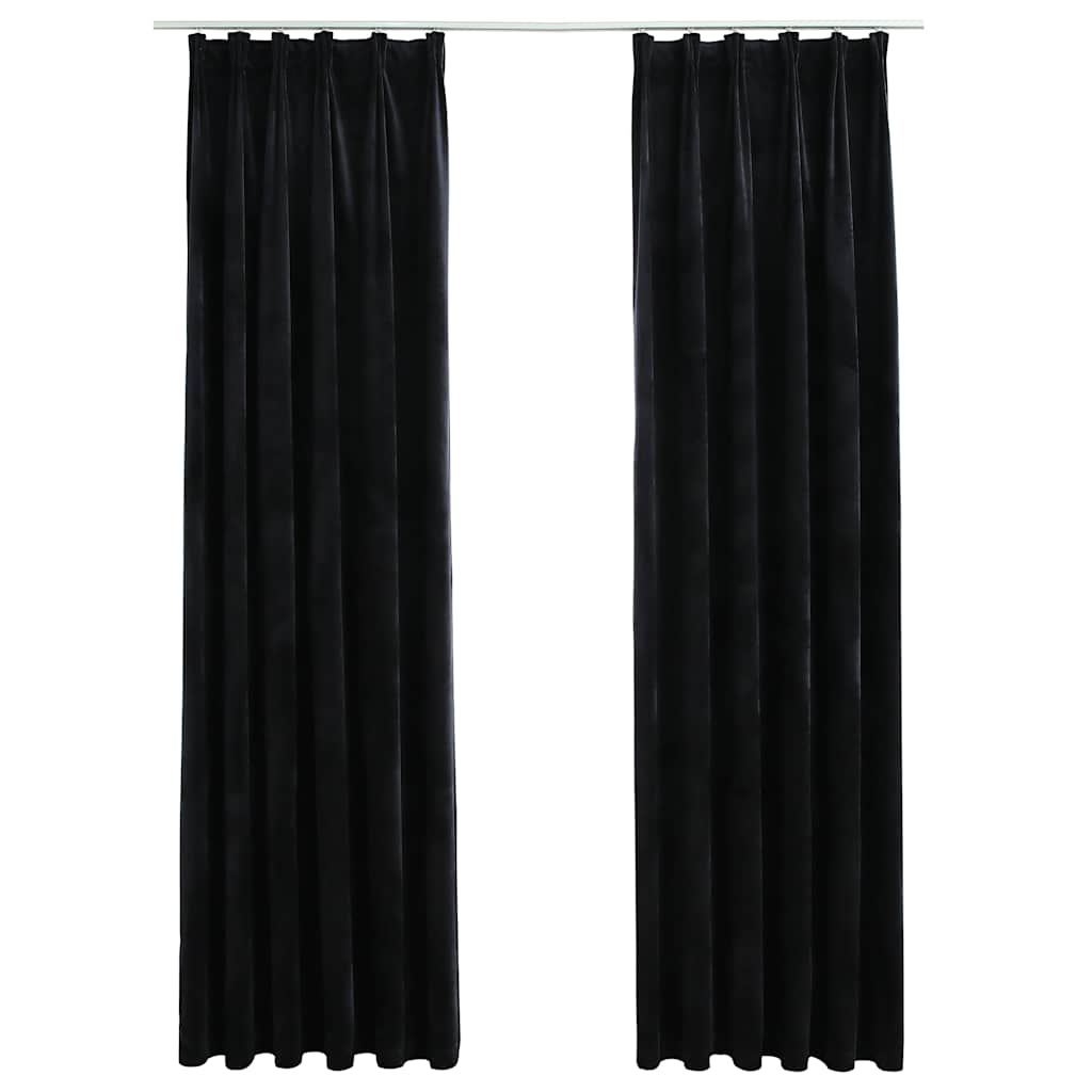 Vidaxl Vorhänge Blackout 2 STs mit Haken 140x245 cm Samt schwarz