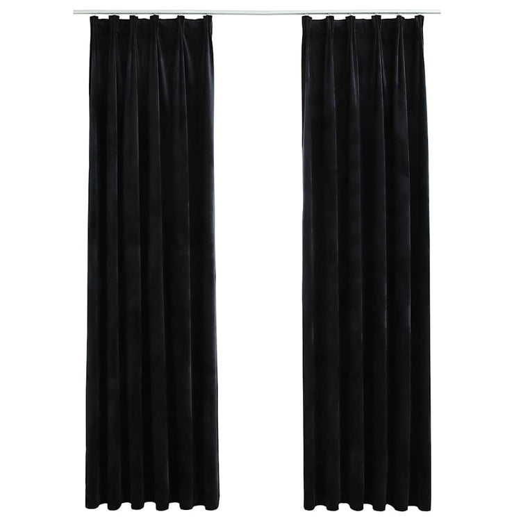 Vidaxl Vorhänge Blackout 2 STs mit Haken 140x245 cm Samt schwarz