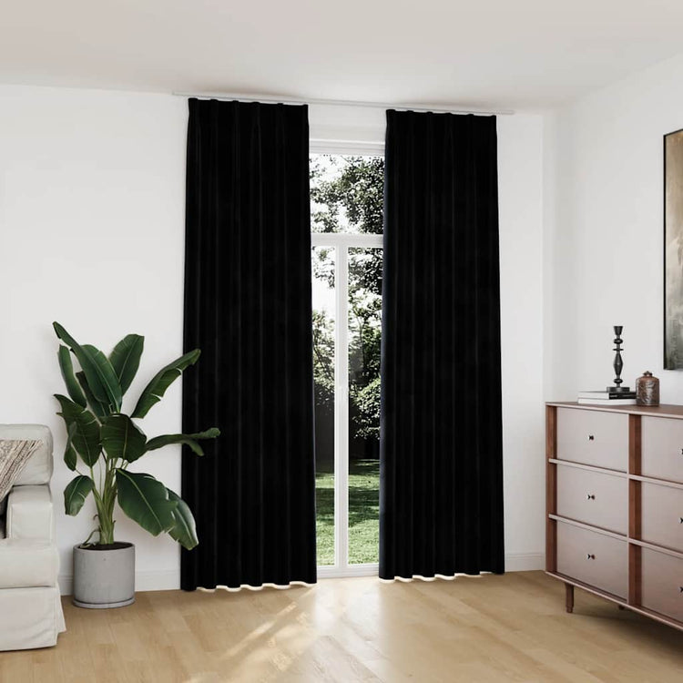 Vidaxl Vorhänge Blackout 2 STs mit Haken 140x245 cm Samt schwarz