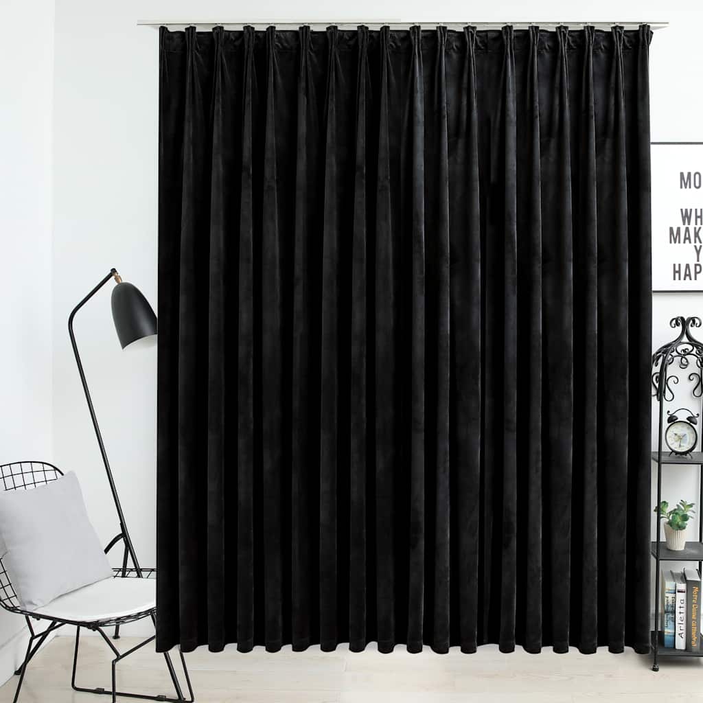 Vidaxl Vorhang Blackout mit Haken 290x245 cm Samt schwarz