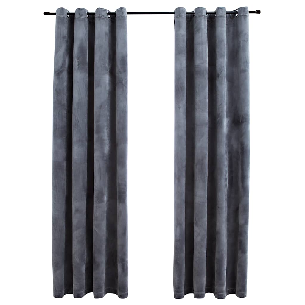 Vidaxl -Vorhang Blacking Ringe 2 ST 140x175 cm Samt -Anthrazit