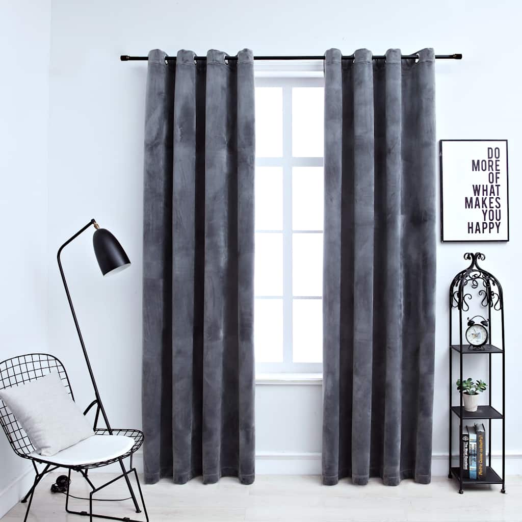 Vidaxl -Vorhang Blacking Ringe 2 ST 140x175 cm Samt -Anthrazit