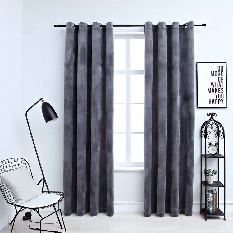 Vidaxl -Vorhang Blacking Ringe 2 ST 140x175 cm Samt -Anthrazit