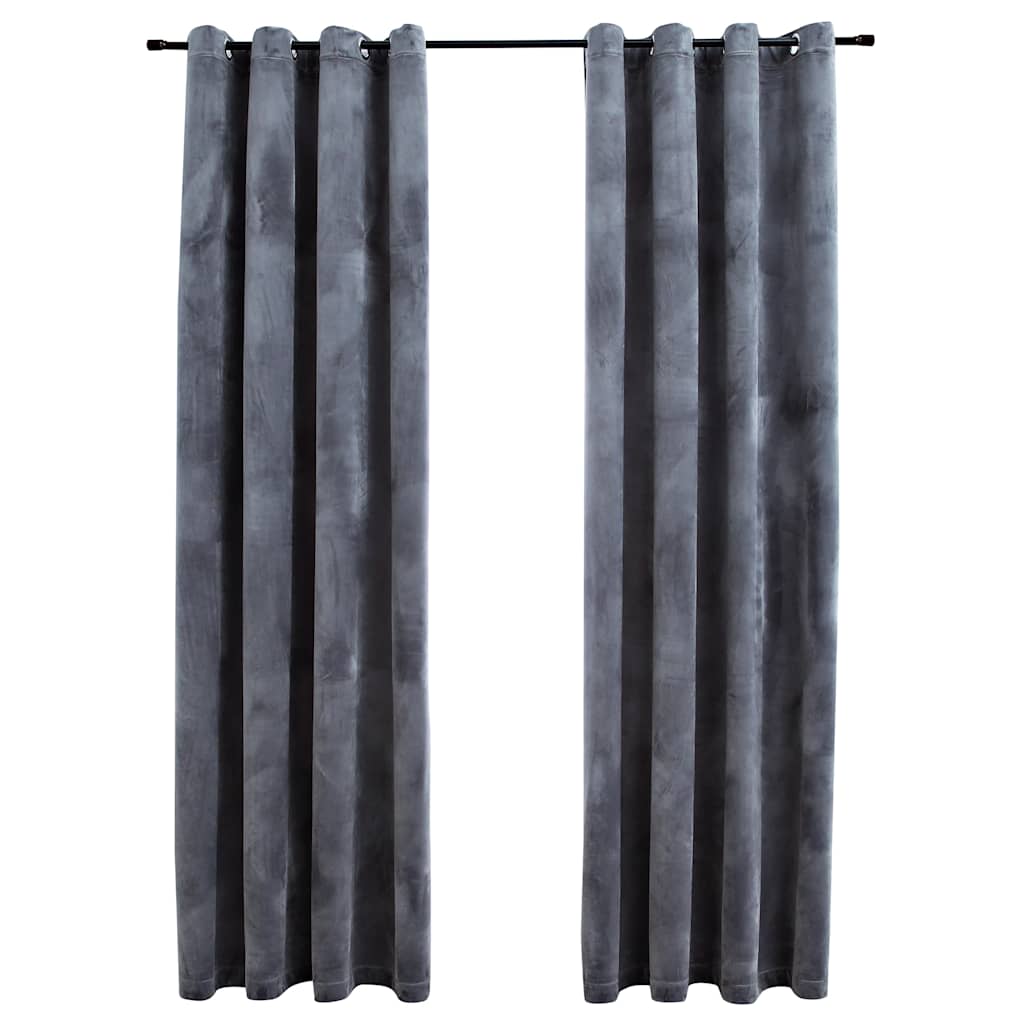 Vidaxl Vorhang Blackout mit Ringen 2 ST 140x245 cm Samt schwarz
